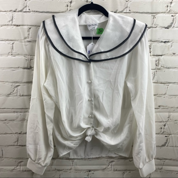 Style Rite Blouse Button Up Oversized Collar - Picture 1 of 8